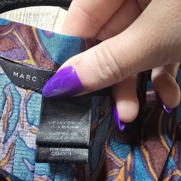 Marc by Marc Jacobs Deep Teal Paisley Pleated Silk Blouse 2 Office Designer - Picture 5 of 5